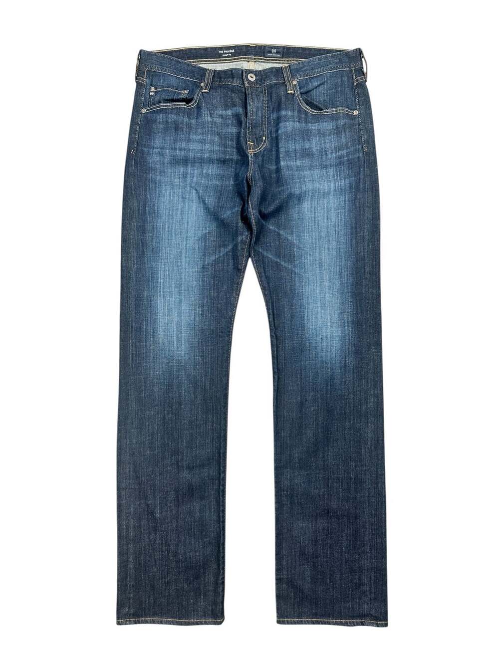 Adriano Goldschmied Protégé Straight Leg Hunts Wash Jeans Dark Wash Blue — 36x36